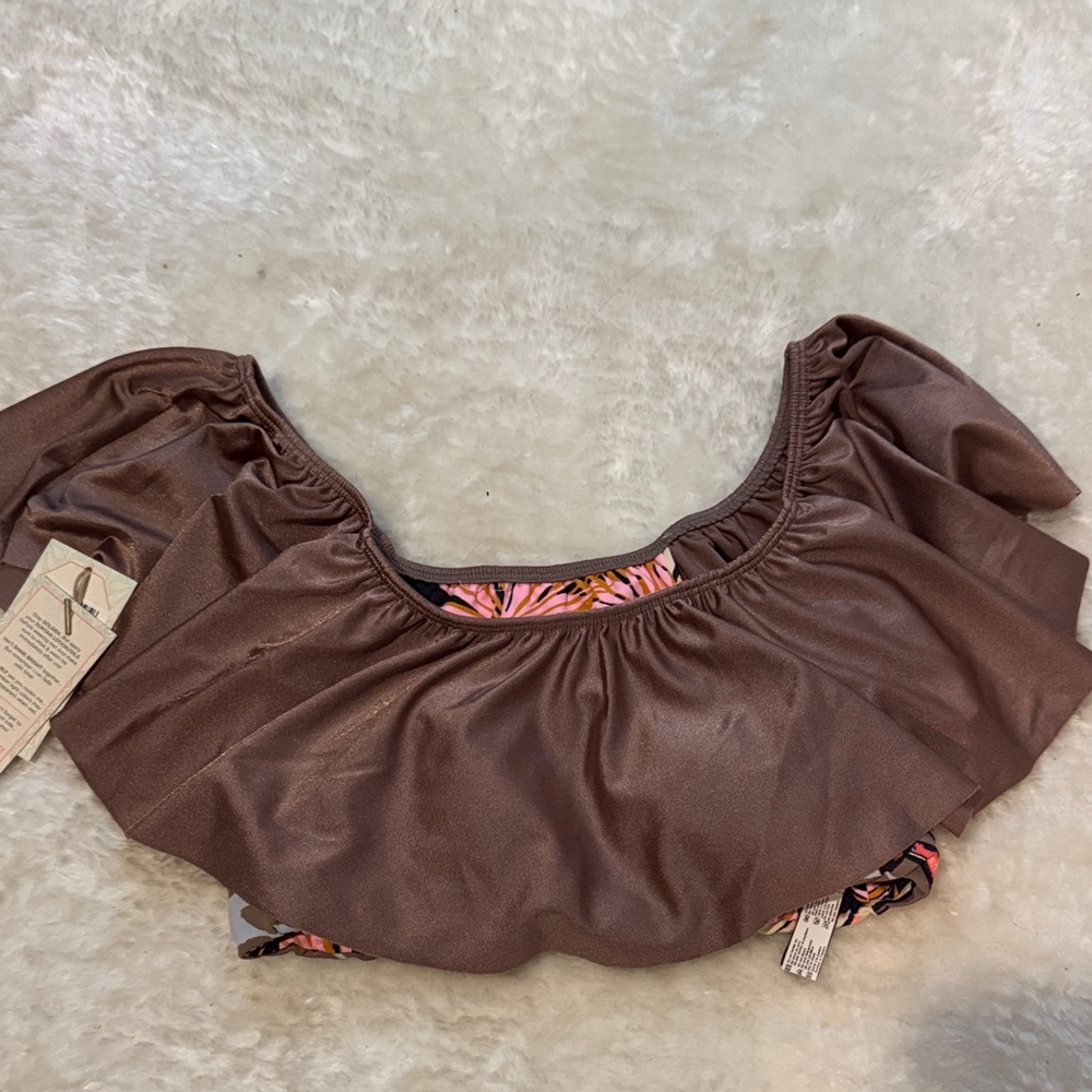 Maaji Brown Off-Shoulder Bikini Top